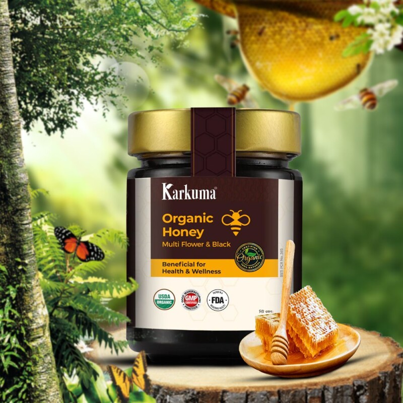 100% Org. Multi Flower & black Honey