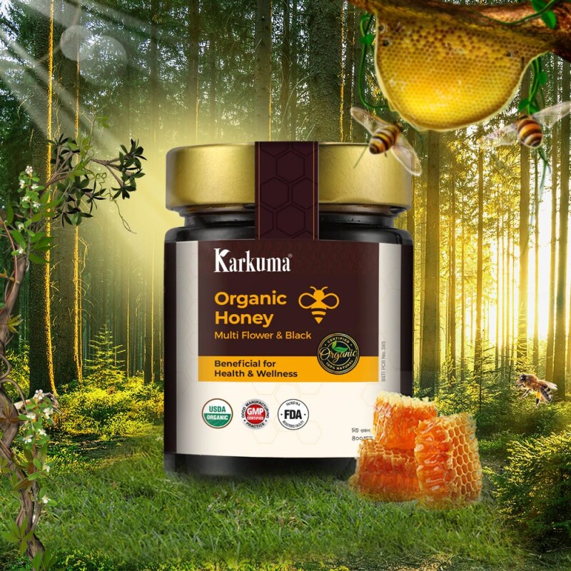 100% Org. Multi Flower & black Honey