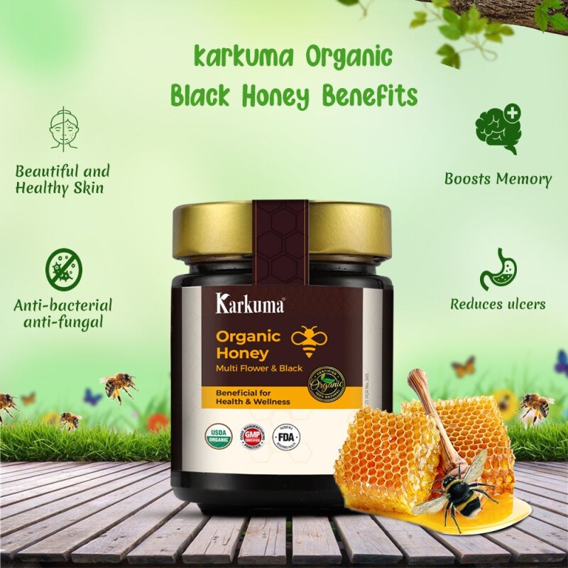 100% Org. Multi Flower & black Honey