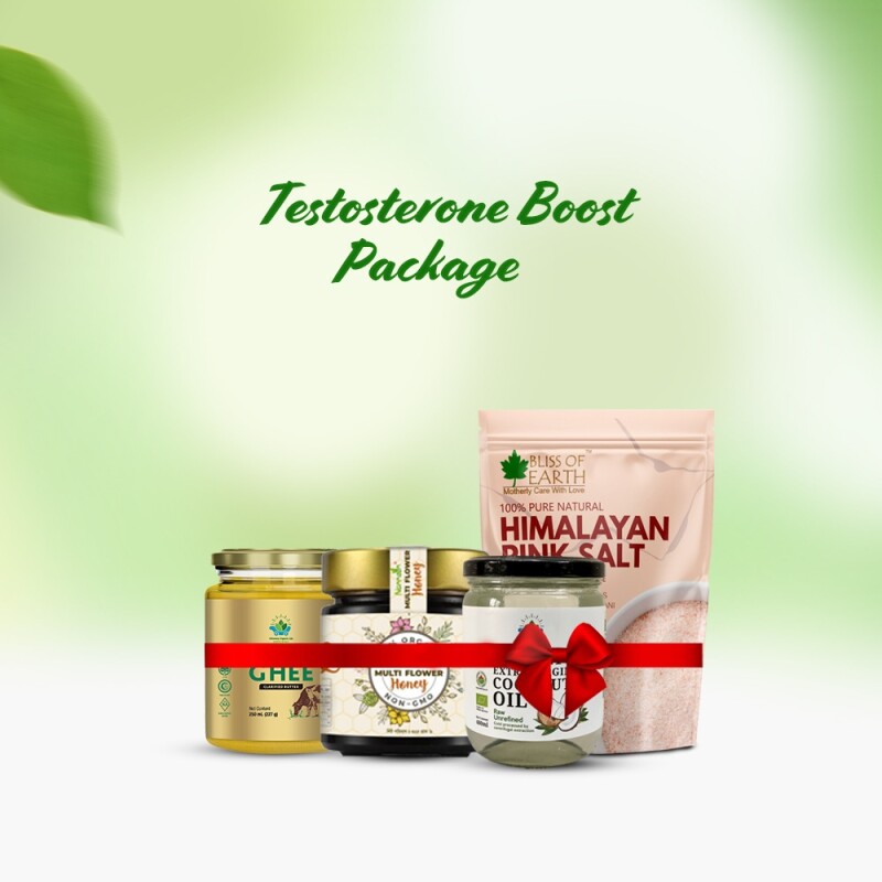 Testosterone Boost Package (Graas-fed Ghee, Coconut Oil, Multi Flower Black Honey, Pink Salt)